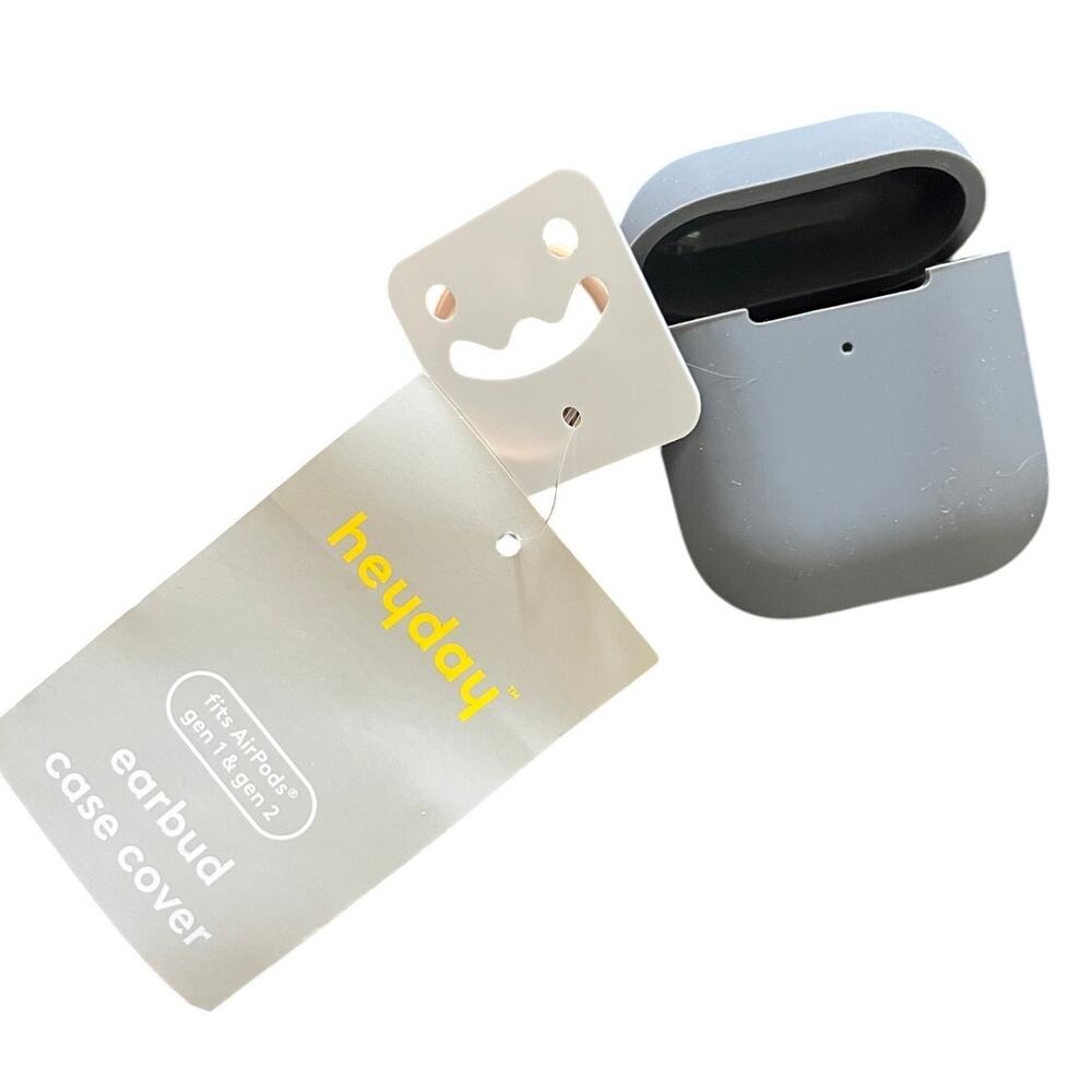 Heyday Airpod Gen 1 & 2 Earbud Silicone Case Cover w/Carry Clip New Gray